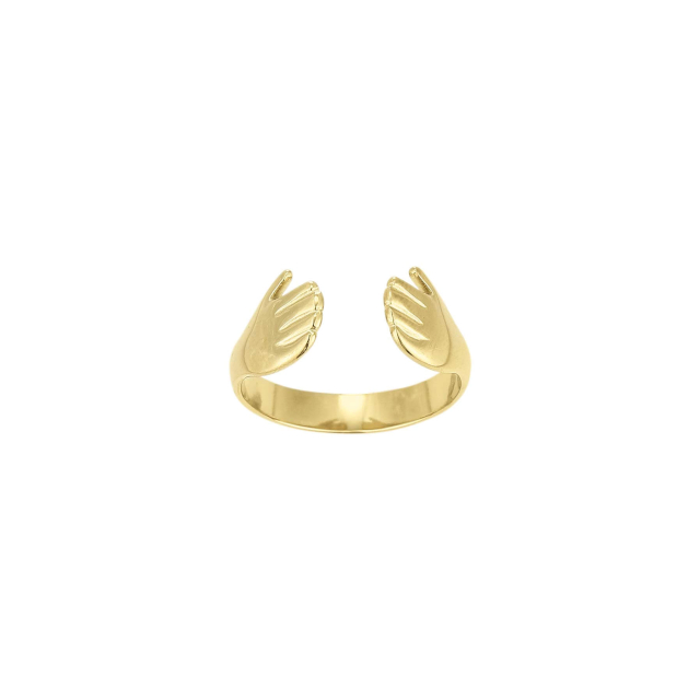 Large choix de Bague de bijoux en acier, de montres et de sacs à main sur luzaka.com. Bague Mains acier doré or - Réf : 11044