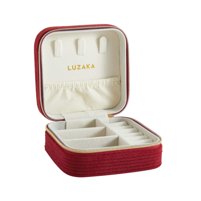Boite à bijoux velours rouge avec fermeture zip