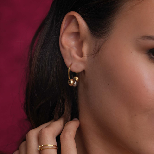 Boucles d'oreilles acier doré or et argentées