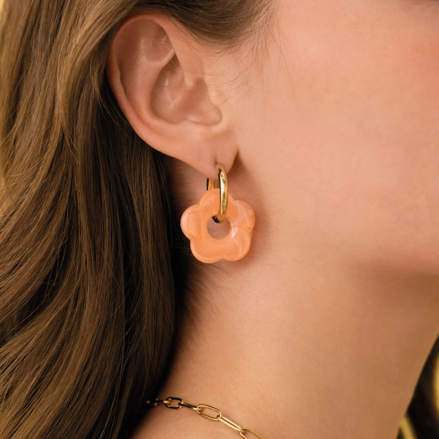 Boucles fleurs acier doré or