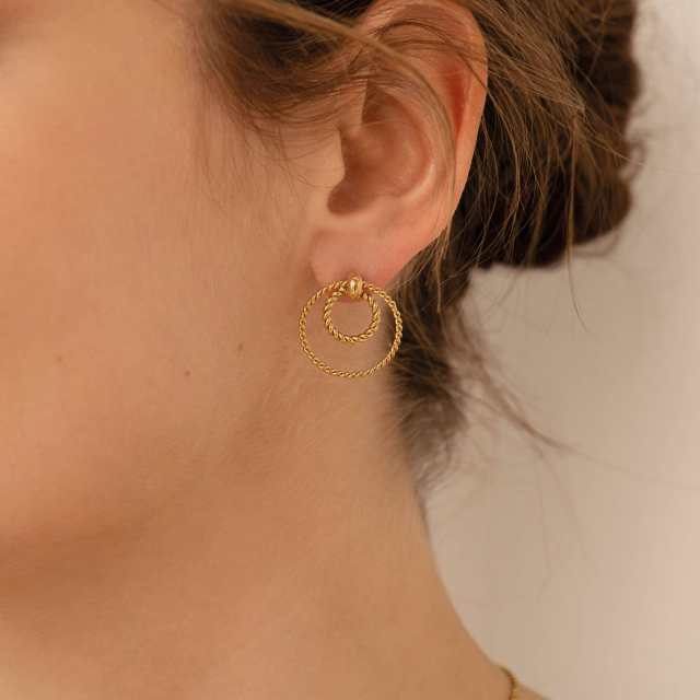 Boucles ronds acier doré or