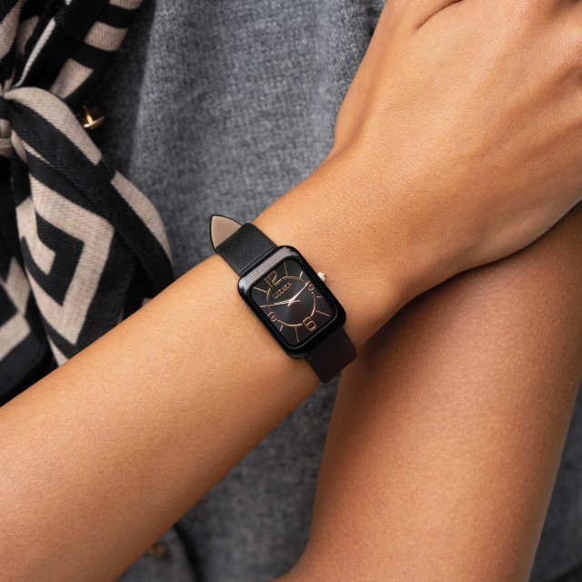 Large choix de Montre  de bijoux en acier, de montres et de sacs à main sur luzaka.com. Montre Lara noire - Réf : 11514