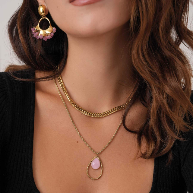 Collier Kario acier doré or rose