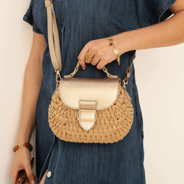 Sac paille argenté