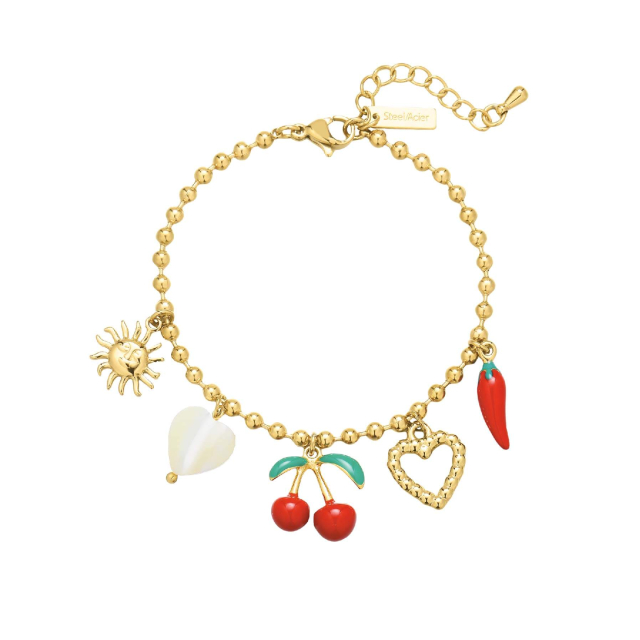 bracelet cherry acier doré or : Découvrez la nouvelle collection de bijoux pour femme en acier à prix accéssibles Ref 11655