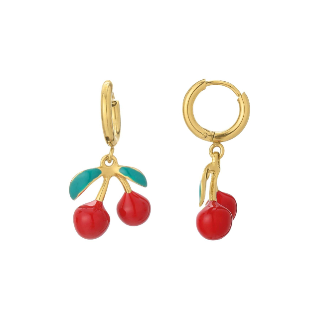boucles cherry acier doré or : Découvrez la nouvelle collection de bijoux pour femme en acier à prix accéssibles Ref 11657