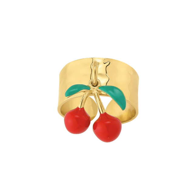 bague cherry acier doré or : Découvrez la nouvelle collection de bijoux pour femme en acier à prix accéssibles Ref 11658