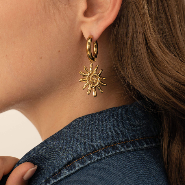 Boucles Helios acier doré or