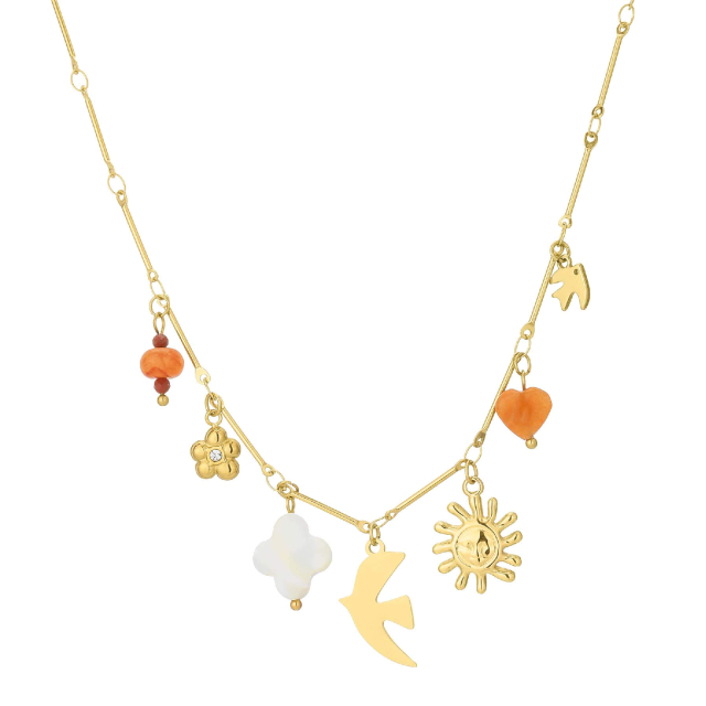 collier samoa acier doré or : Découvrez la nouvelle collection de bijoux pour femme en acier à prix accéssibles Ref 11664