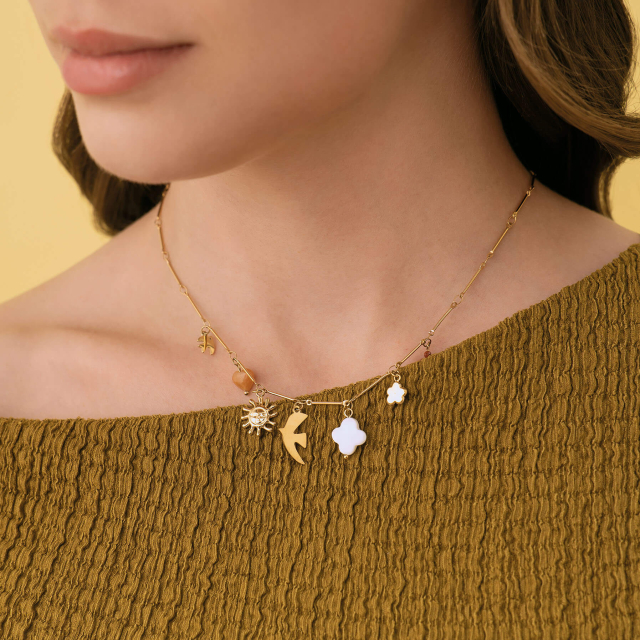 Collier Samoa acier doré or