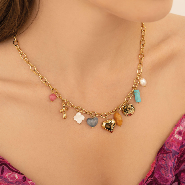Collier kapri acier doré or