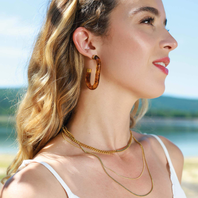 Boucles Oria acier doré or
