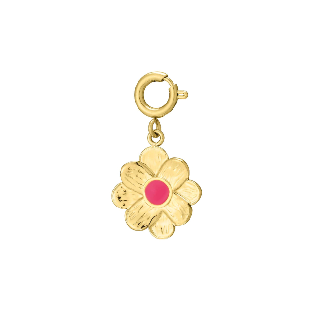 charm fleur fuchsia acier doré : Découvrez la nouvelle collection de bijoux pour femme en acier à prix accéssibles Ref 11690