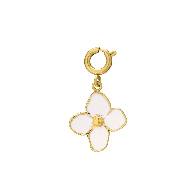 charm fleur blanche acier doré or : Découvrez la nouvelle collection de bijoux pour femme en acier à prix accéssibles Ref 11692