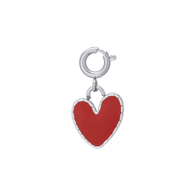 charm coeur rouge acier argenté : Découvrez la nouvelle collection de bijoux pour femme en acier à prix accéssibles Ref 11696