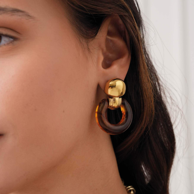 Boucles Alma acier DO marron