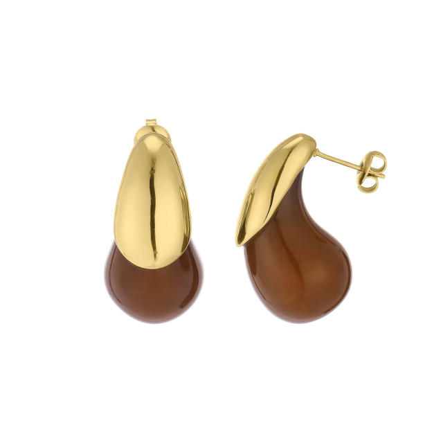 Boucles Maeva acier DO marron