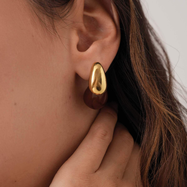 Boucles Maeva acier DO marron