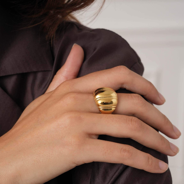 Bague Sofie acier doré or
