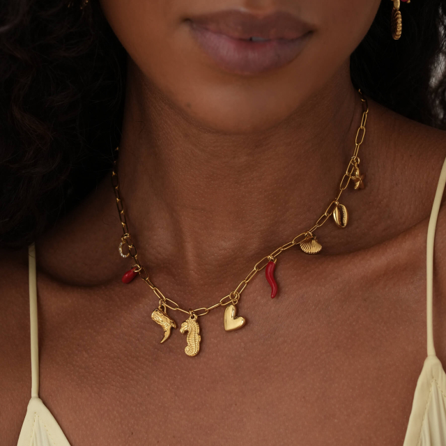 Collier Epona acier doré or