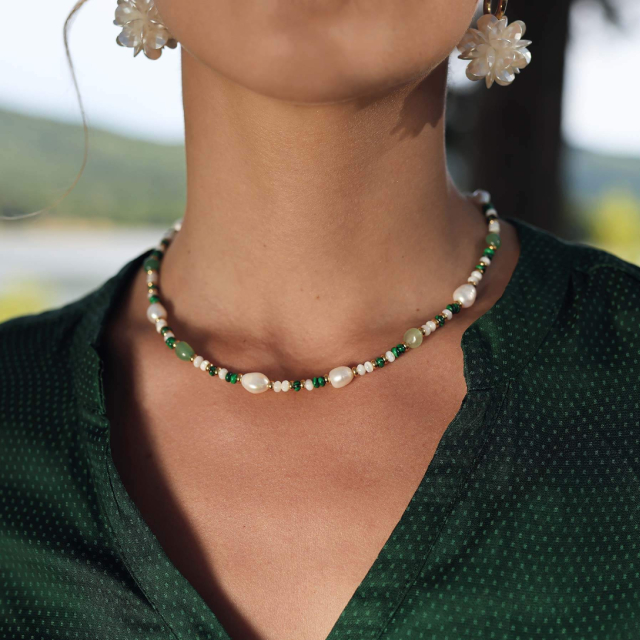 Collier Gaia acier doré or