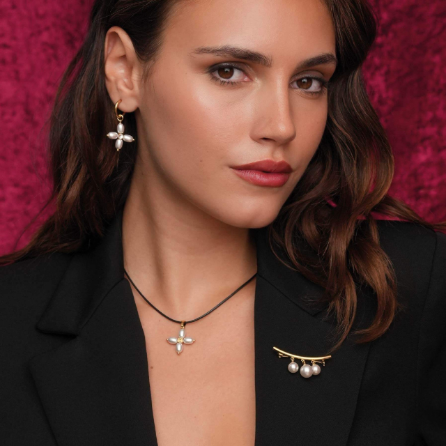 Broche Emmy acier DO ET NACRE