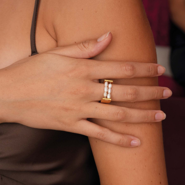 Bague Altéa acier doré or