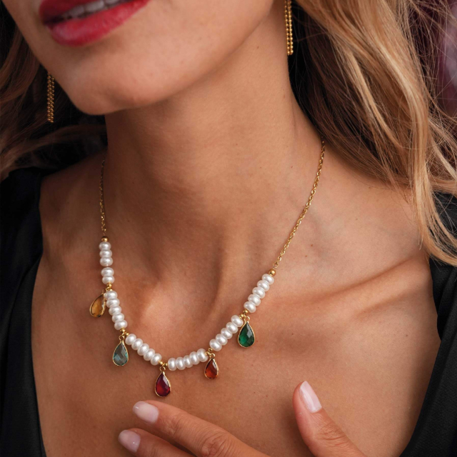 Collier Noelia acier doré or