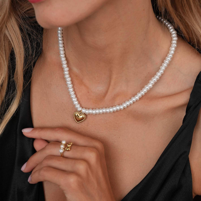 Collier Marie  acier DO perle