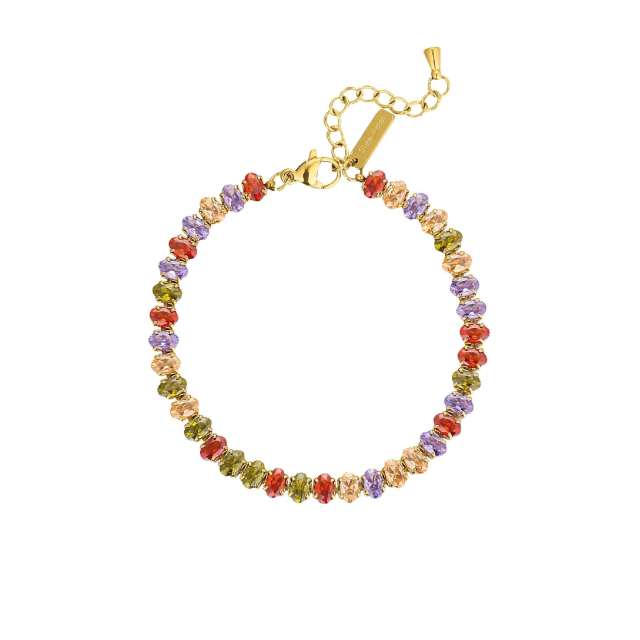Bracelet Tennis multicolore acier doré or