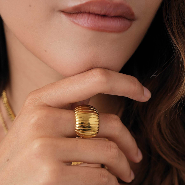Bague Micheline acier doré or