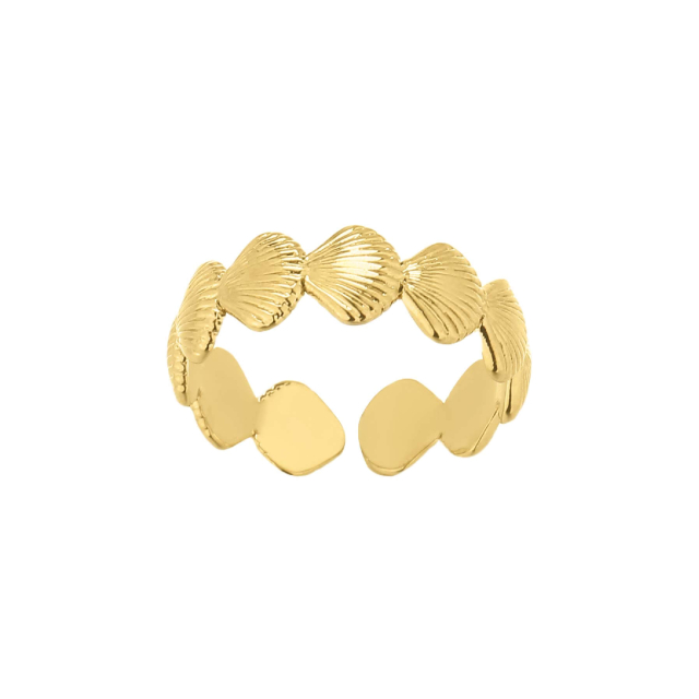 Bague Leucate acier doré or