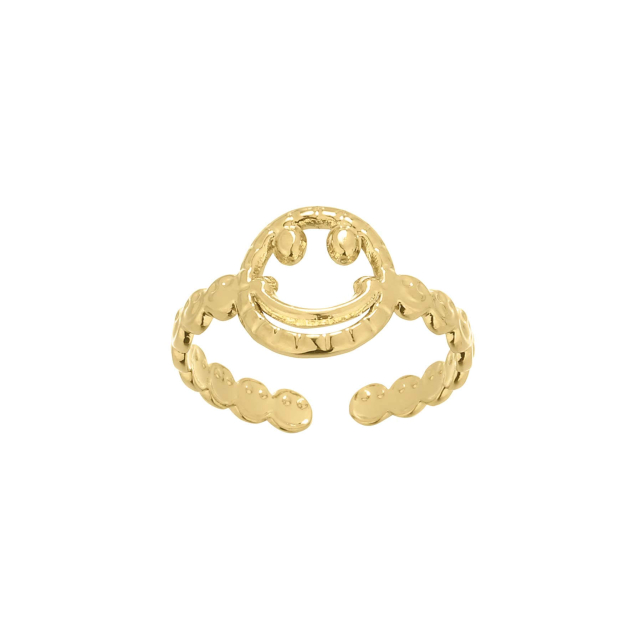 Bague Smiley acier doré or