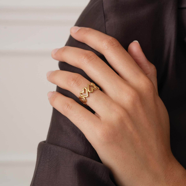 Bague Hearty acier doré or