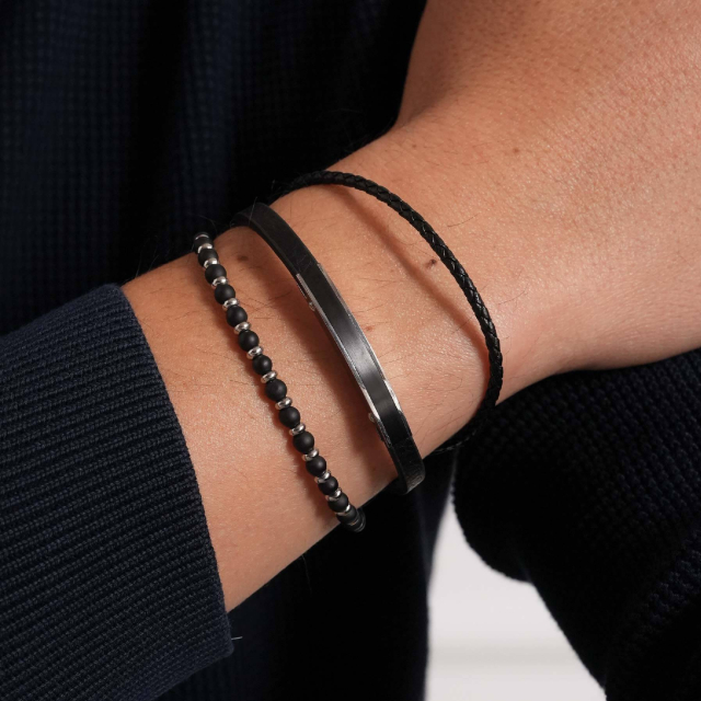 Bracelet Everest pierres agate noire