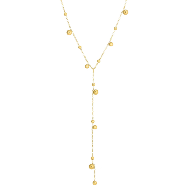 Collier Y Opaline perles acier