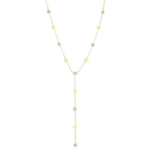Collier Y Zelie strass coeurs