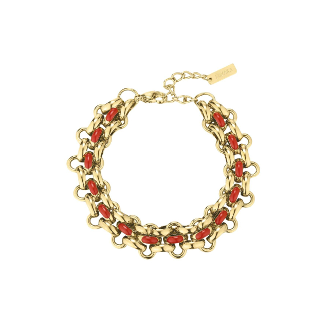 Bracelet Elira rouge acier doré or