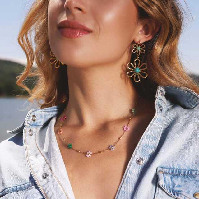 Collier Fleur Magritt multicolores