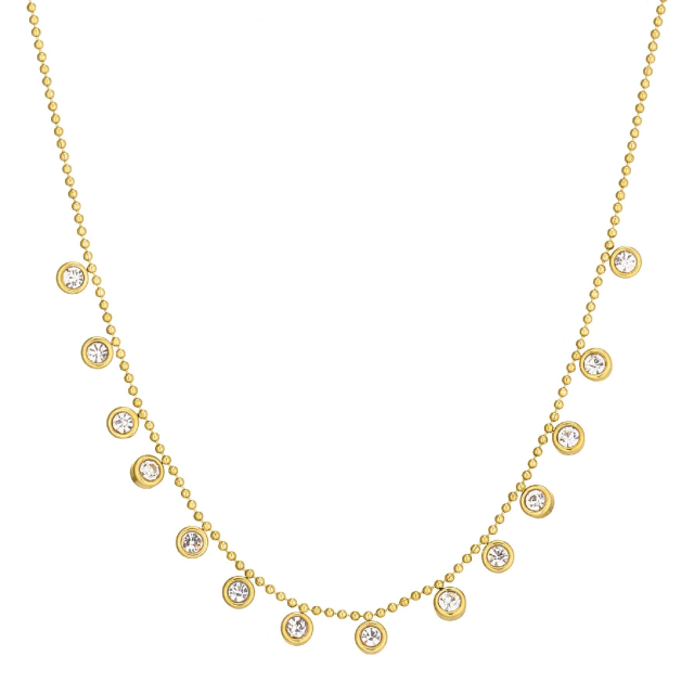 Collier Lénie acier doré or et strass