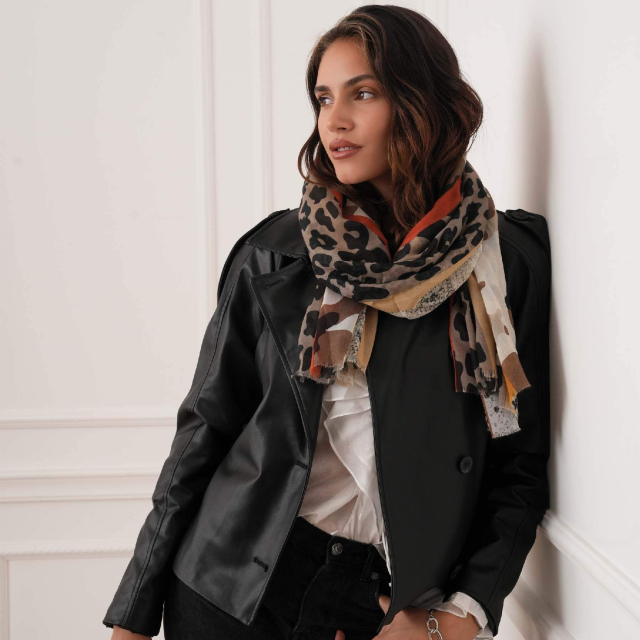 Echarpe Paola marron orange