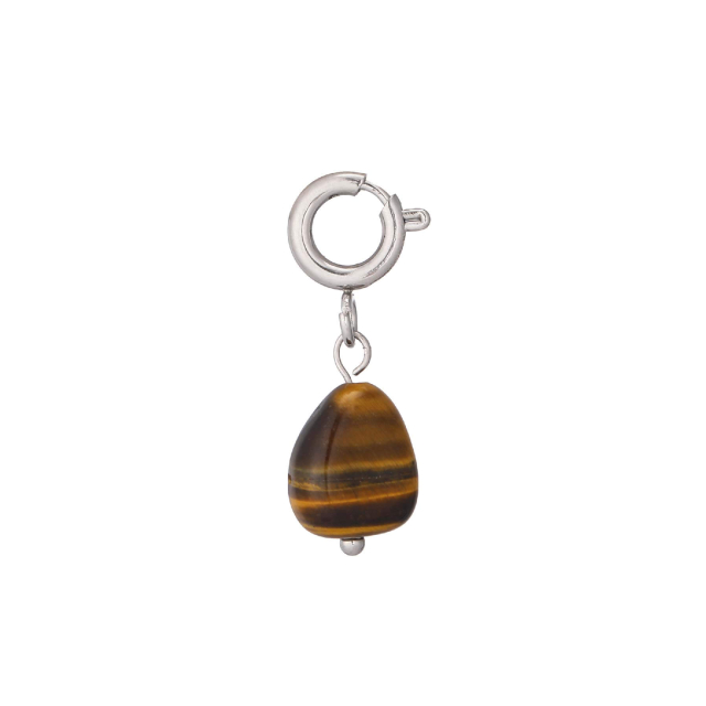 Charm Oeil de tigre acier argenté