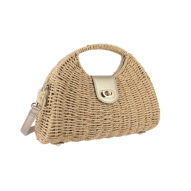 Sac Colette paille doré taupe - Réf.12027