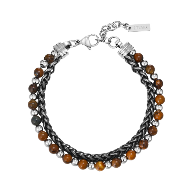 Bracelet homme Kléo acier et pierres