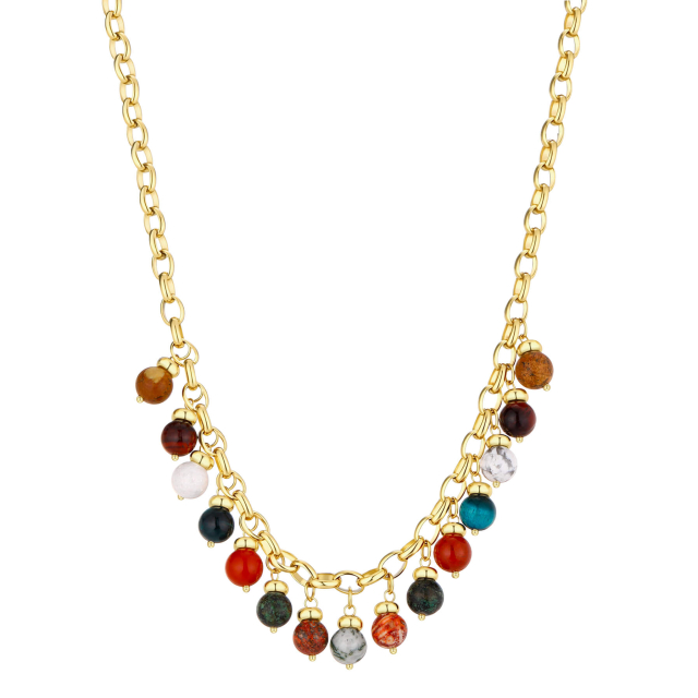 Collier Julia acier doré or et pierres  multicolores