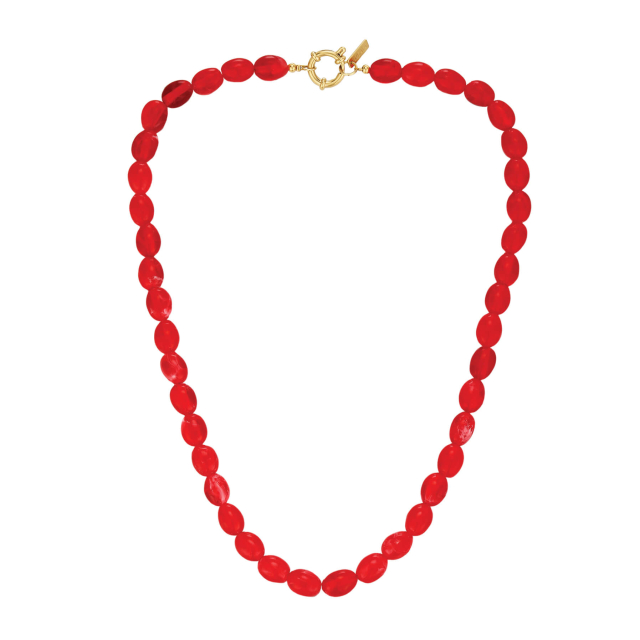 Collier Sweet rouge acier doré or