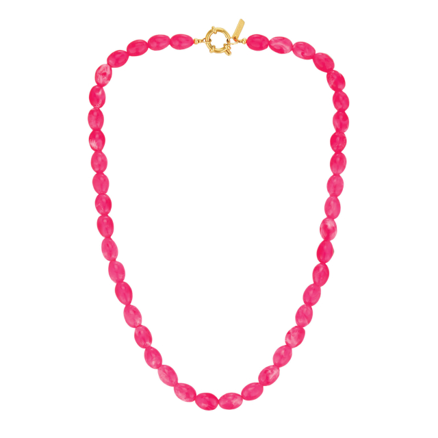 Collier Sweet fuchsia acier doré or