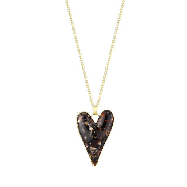 Collier Lisa coeur bronze et acier doré or