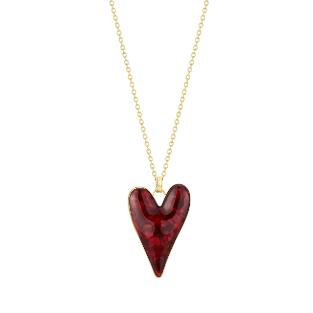 Collier Lisa coeur bordeaux et acier doré or