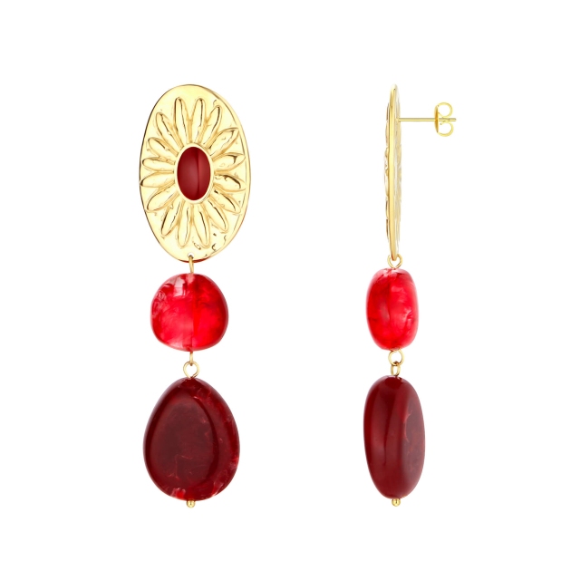 Boucles Kayla rouges acier doré or